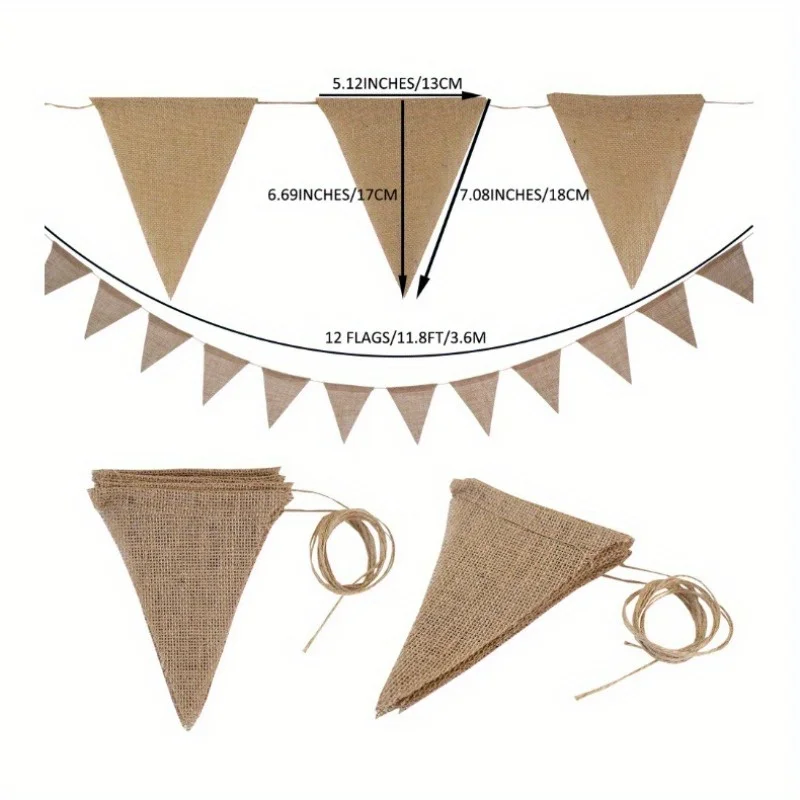 Birthday Linen Banner Multicolor Triangles Flags Hanging Pennant Decor Birthday Party Favor birthday banner party decorations