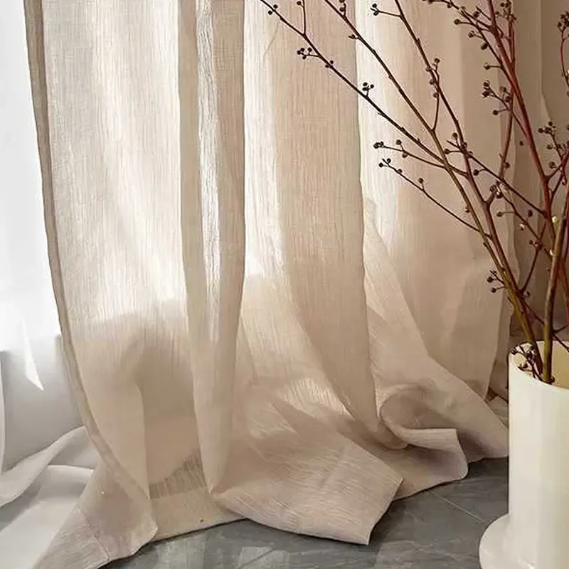 1Panel,Linen Gauze Curtains,Japanese Hemp Material,Log Wind,Balcony Bay window,Living Room,Bedroom Gauze Curtains 3