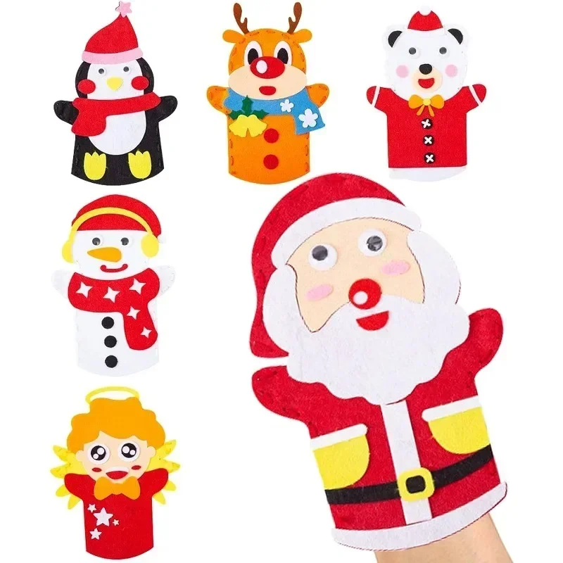 

Children DIY Christmas Hand Puppet Craft Toys Kindergarten Non-Woven Creative Handmade Gloves Material Kits Kids Toy Xmas Gifts