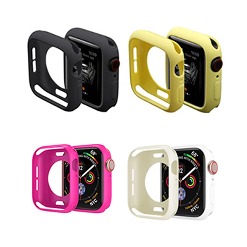 Candy Soft Silicone Case for Apple Watch 3 2 1 42MM 38MM Cover Protection Shell for iWatch 4 5 6 SE 44MM 40MM Watch Bumper black