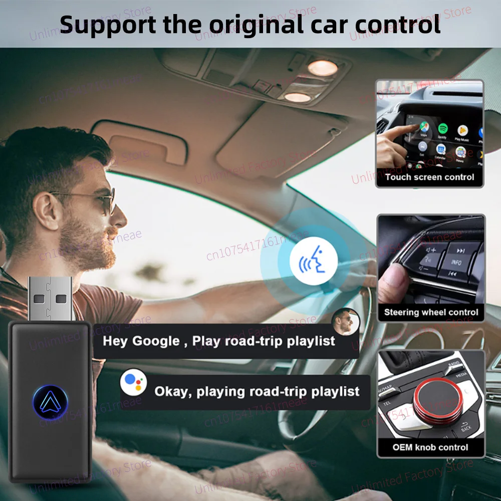 New Mini Android Auto Wireless Adapter for Toyota C-HR CHR USB Type-C Dongle Smart AI Box Car OEM Wired Android Auto to Wireless