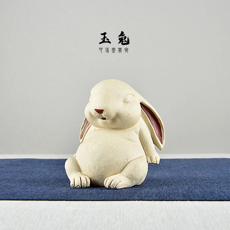 

Purplue Sand Tea Pet Jade Hare Boutique Supportable Twelve Zodiac Famous Li Changtao Raw Ore Handmade Rabbit Decoration White Cl