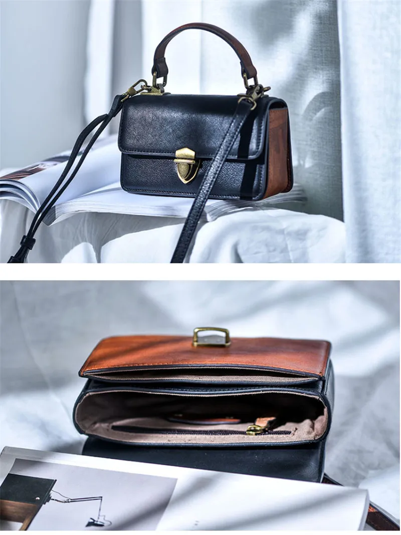 PNDME Mode Vintage Echtes Leder Damen Mini Handtasche Wochenende Täglich Party Natürliche Rindsleder Damen Niedliche Kleine Umhängetaschen – Detail 10