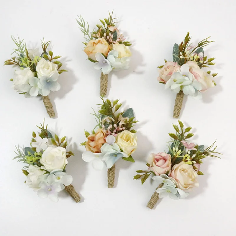 Boutonniere And Wrist Corsag Wedding Supplies Wedding Flower Art Simulation Flower Business Celebration Opening Guests400 mimosa artificial plant simulation flower wedding arch background wall flower arrangement simulation wedding decoration flower