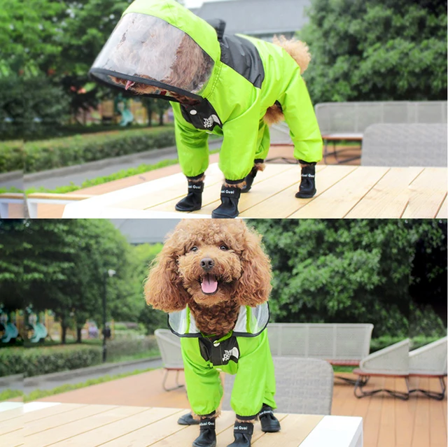 Pet Dog Raincoat Transparent Hooded Jumpsuit Dogs Waterproof Coat Water Resistant Clothes Dogs Cats Pet Jacket for Rainy Day 5