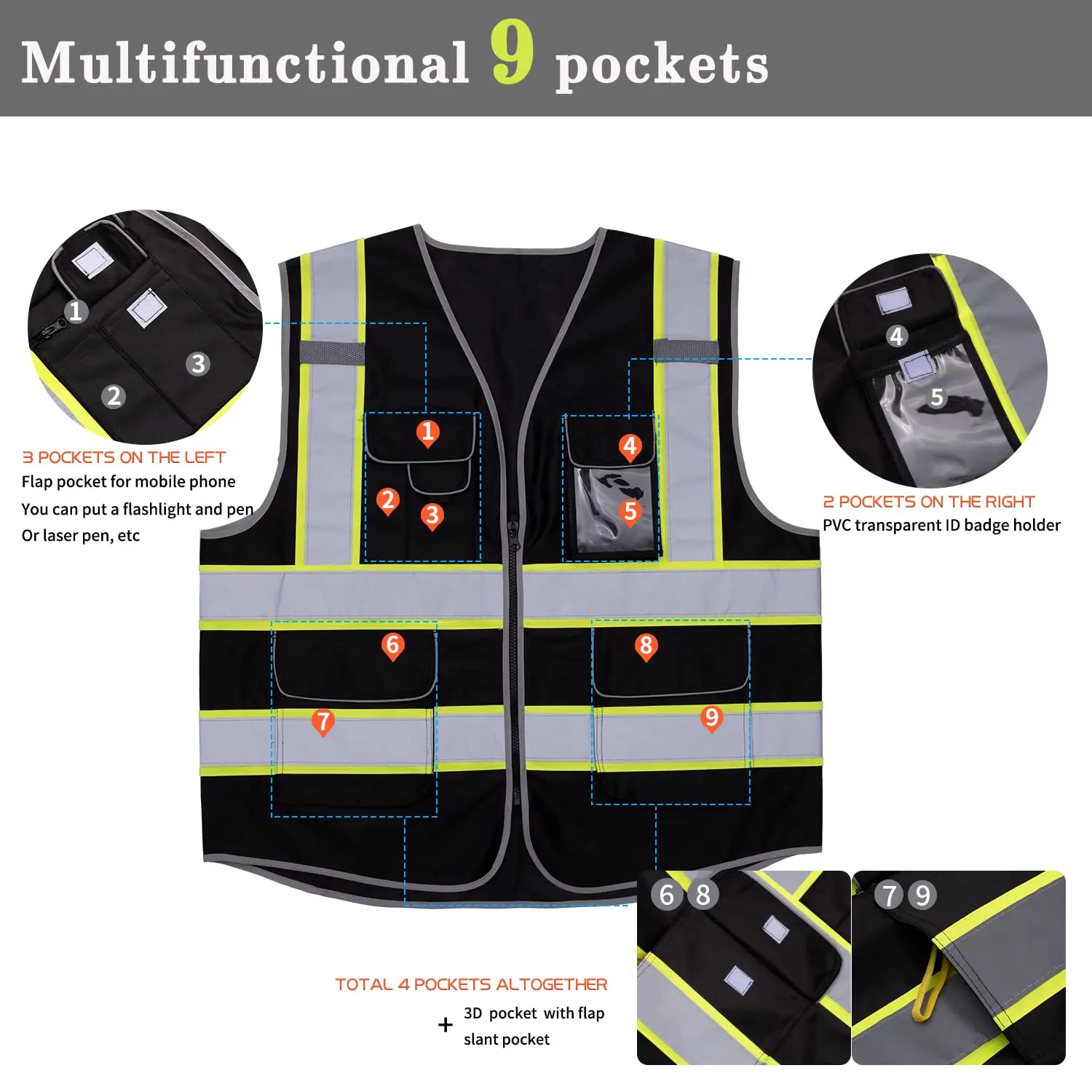 Reflective safety jacket Reflective safety vest Reflective Safety Vest XXXL Motorcycle Jacket For Men Woman