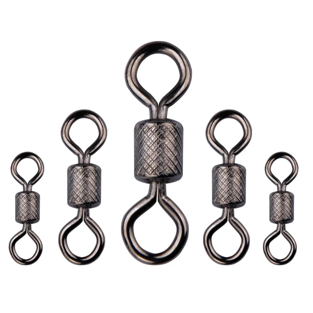 50PCS/Lot Fishing Swivels Ball Bearing Swivel with Safety Snap Solid Rings Rolling Swivel for Carp Fishing Accessories 50pcs lot stainless steel fish hook lock snap swivel solid rings safety snaps fishing hooks connector fishing tackle tools