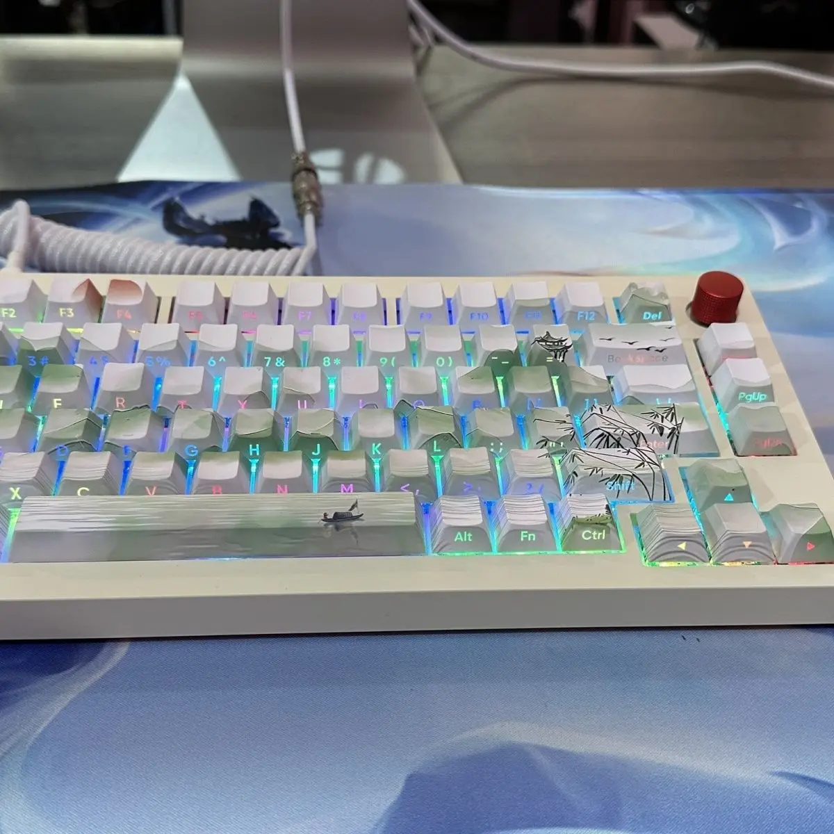 Estilo Chinês de Três Lados See-through Keycap Sublimação Pbt Faça Você Mesmo Cereja Poesia Antiga Canção Tune Água Cabeça Keycap - Imagem 6
