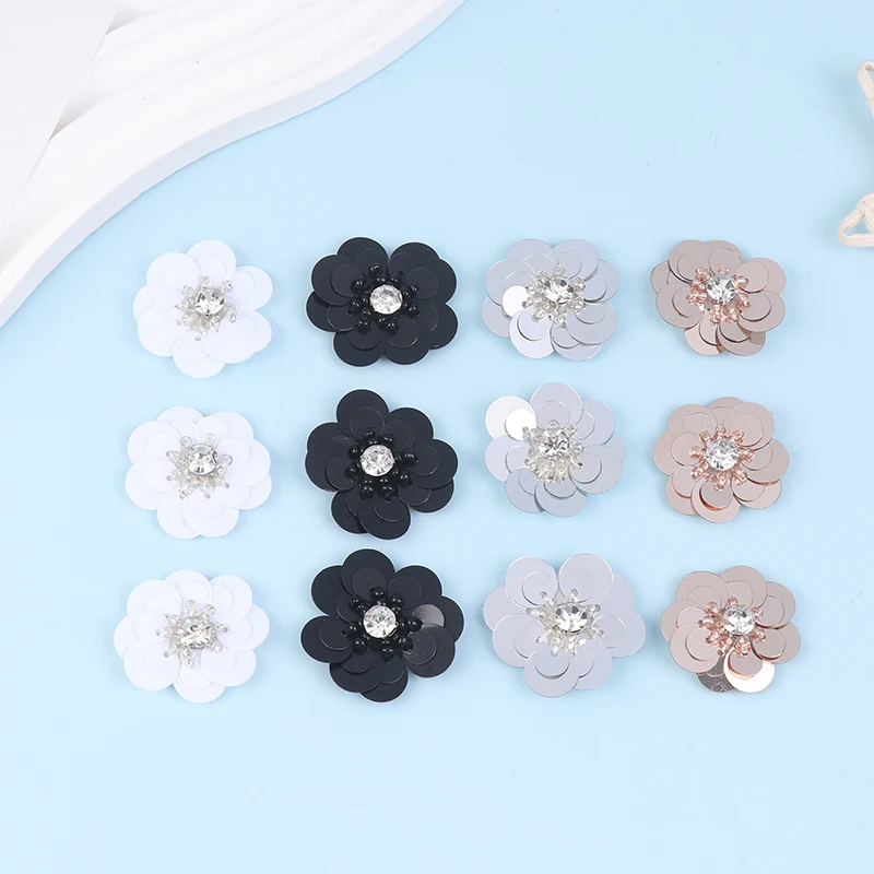 멀티 컬러 스팽글 비즈 꽃 천 페이스트 의류 모자 신발 양말 장식 패치 데칼, DIY 액세서리, 3 개