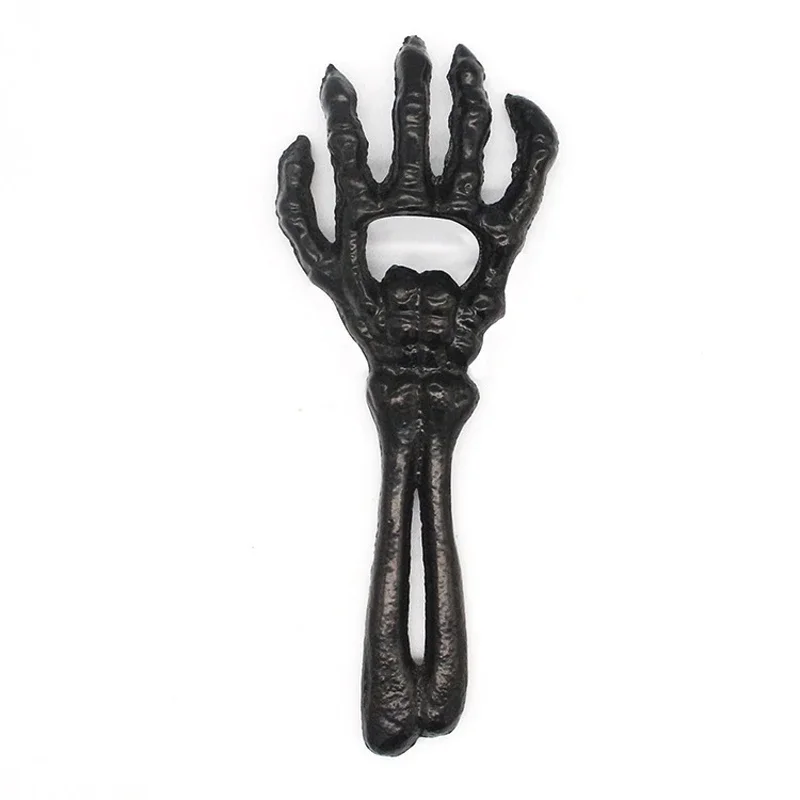 

Dobeli 7.2'' Cast Iron Skeleton Hand Bottle Opener Ghost Festival Metal Metacarpal Bone Finger Beverage Beer Cover Opening Tool