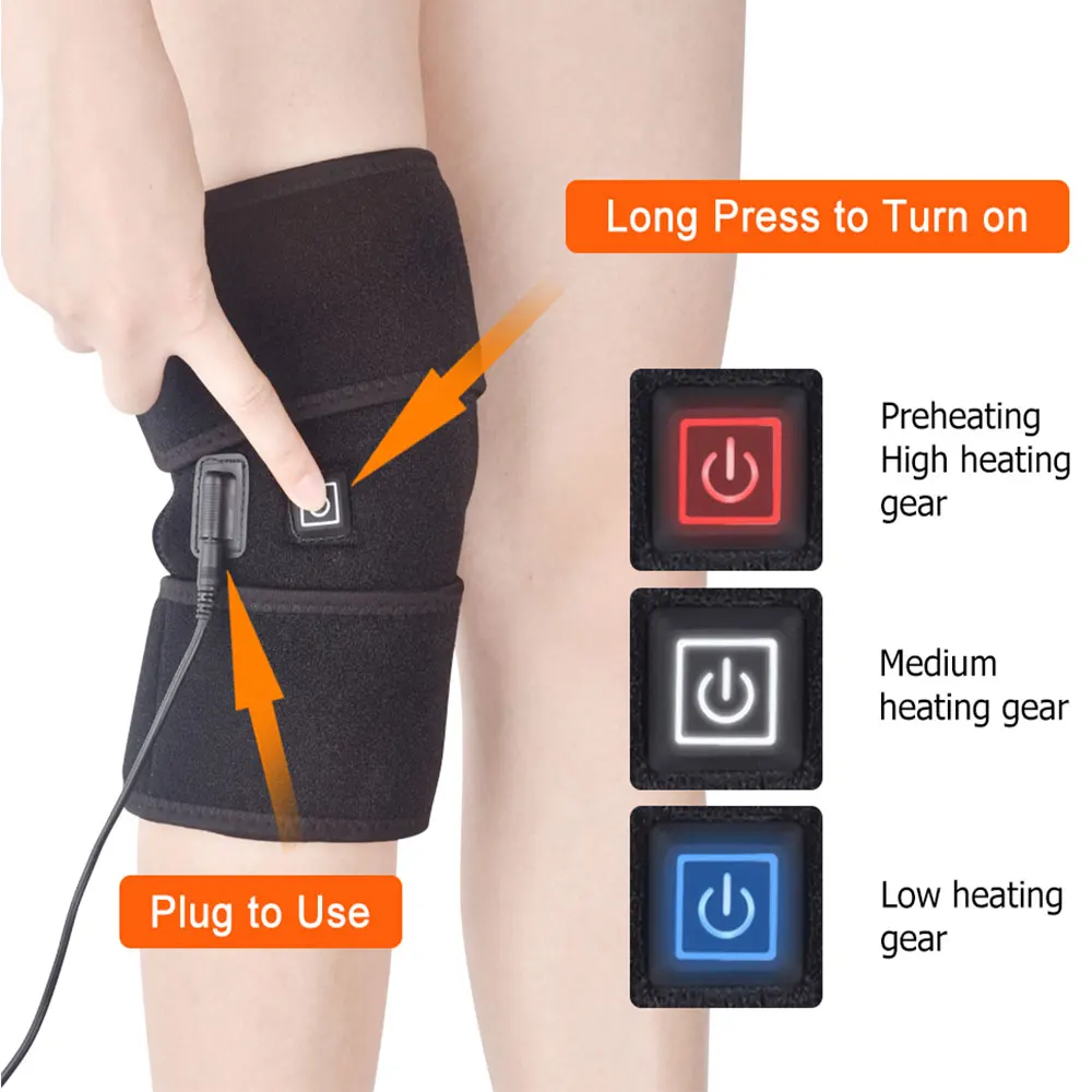 Electric Leg Massage Apparatus Knee Heating Pad USB Thermal Therapy Heated Knee Brace Support for Arthritis Joint Pain Relief compression gloves relieve symptoms half finger arthritis gloves breathable embroidered thermal gloves ladies wrist support