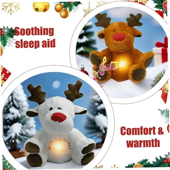 Santa breathing reindeer plush light up soothing elk deer lullaby breathing stuffed animal 4 gear anxiety relief Christmas gifts