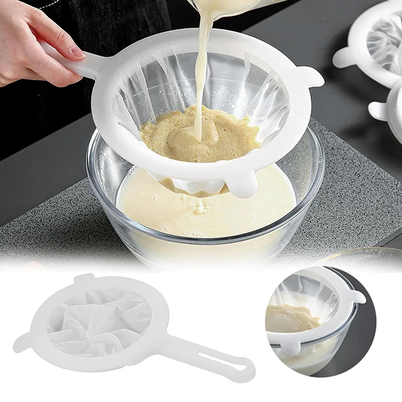 200 Mesh Kitchen Filter Fine Mesh Strainer Sieve Nylon Filter Spoon Plastic Soy Milk Juice Yogurt Food Strainer Kitchen Utensils 1