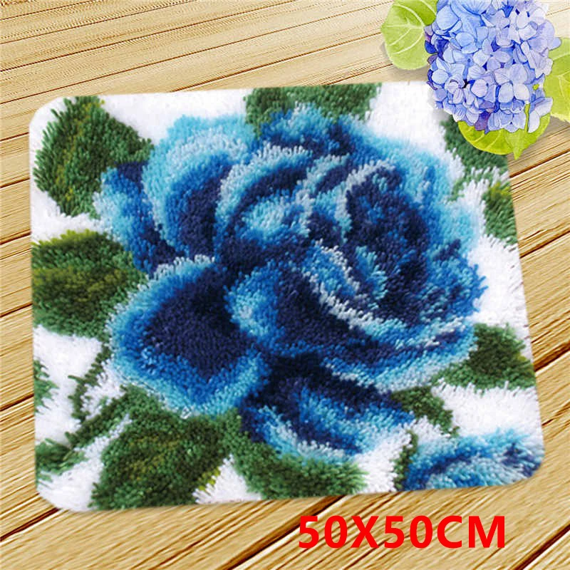 Flower Series Latch-Hook-Kit DIY Carpet Handcraft Segment Embroidery Materials Plant Pattern Latch Hook Rug Kits tapis crochet