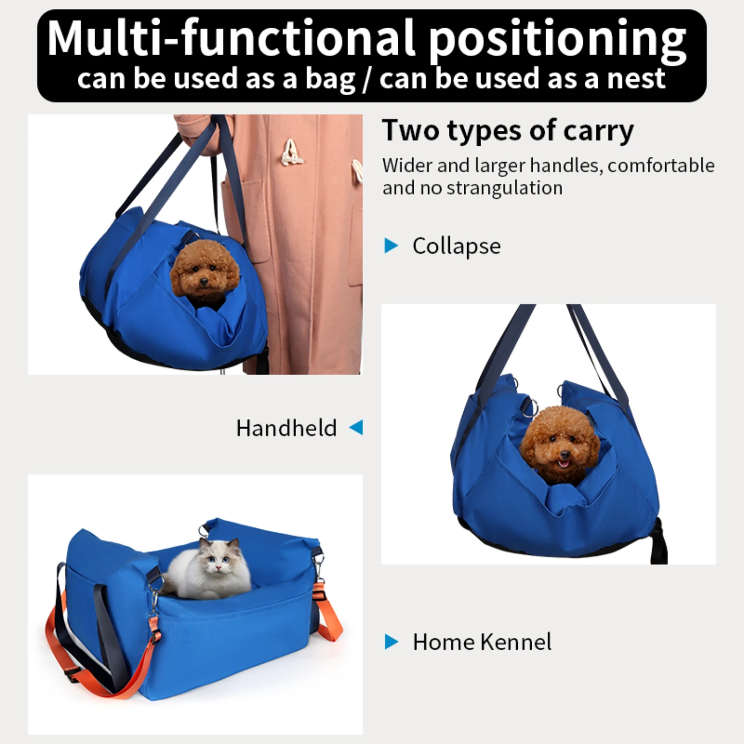 Classical Pet Dog Car Seat Bed Carrier-Stylish, Lightweight, Durable, and Comfortable-Safe and Convenient Travel Bed for Sma