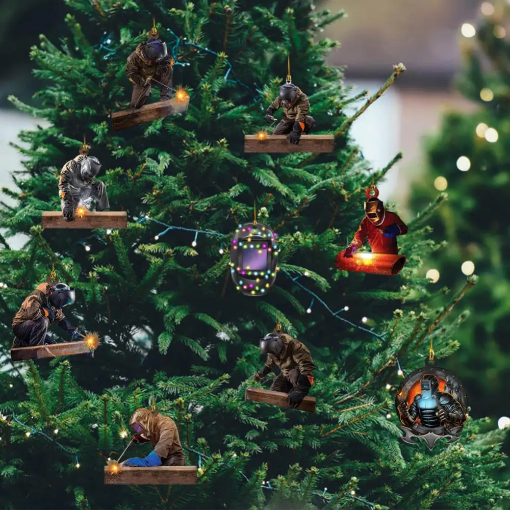 Welder Running Car Christmas Hanging Ornament Room Decor DIY Christmas Tree Decor Key Chain Backpack Souvenir