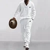 2024 Autumn New Men's Suit Europe And The United States Style Heavy Quality Jacquard V-neck Shirt Trousers Two Sets 2