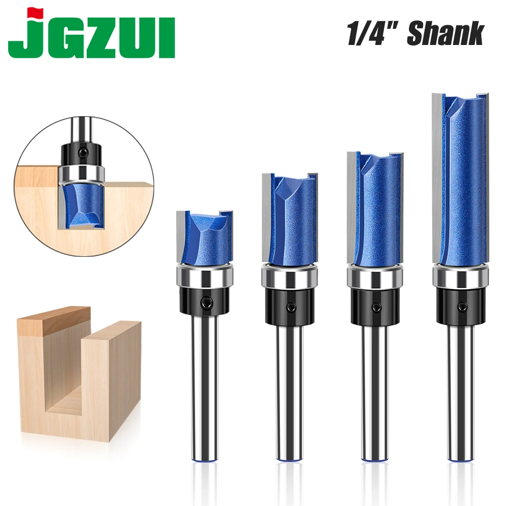 

6mm 1/4" Shank Straight Bit Template Pattern Bit Flush Trim Router Bit With Bearing Tungsten Carbide Milling Cutter