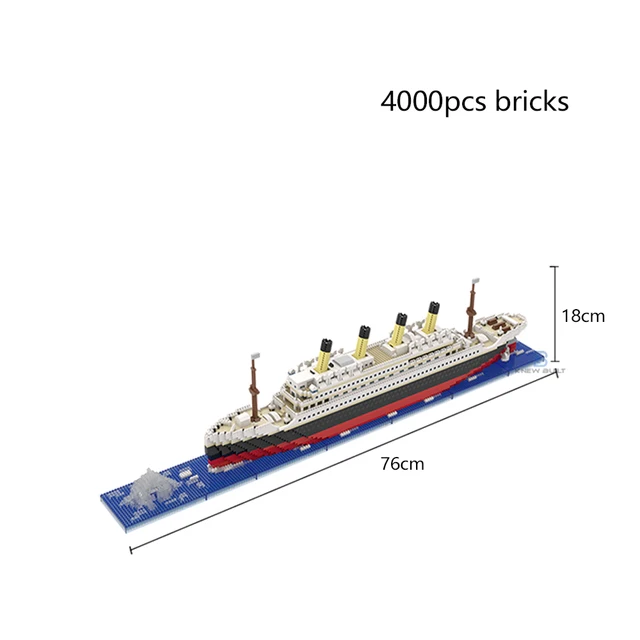 KNEW BUILT Titanic 3D Plastic Model Ship Building Blocks for Adults Micro Mini Bricks Toys Kits Assemble Cruise Boat Kids Gift - LED Titanic in bag