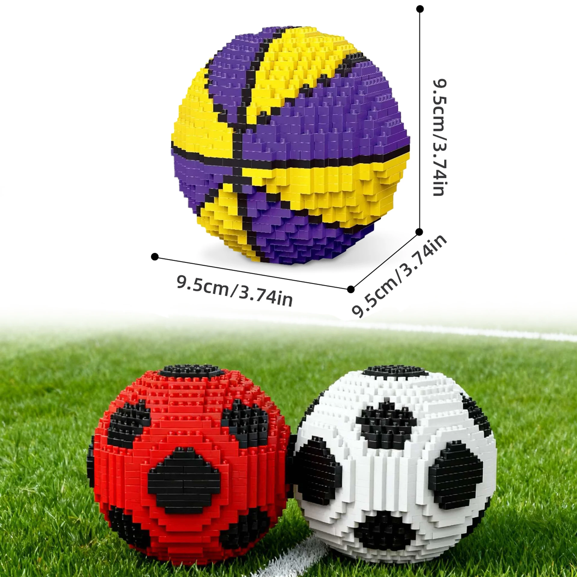 Sport Football DIY Mini Building Blocks Soccer Basketball Set Creative Assembled Toys Gift for Boys Sports Fans Room Decor