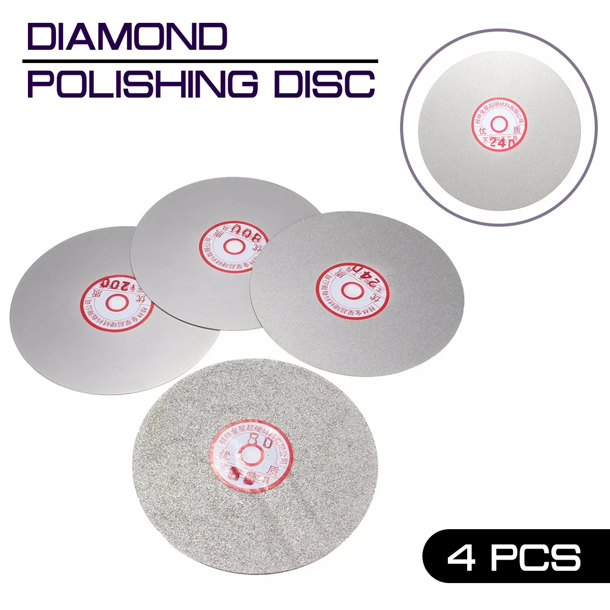 4pcs/set Diamond Polishing Disc 600 800 1200 3000 Grit Lapping Grinding 6" Flat Lap Grinding Wheel Disc Polishing Laps Tool
