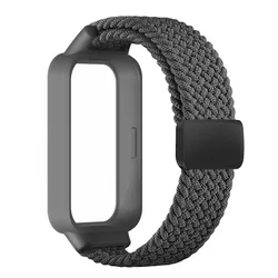 Braided Nylon Sports Strap with Magnetic Case Cover - Mi Band 8 Active (Gray)