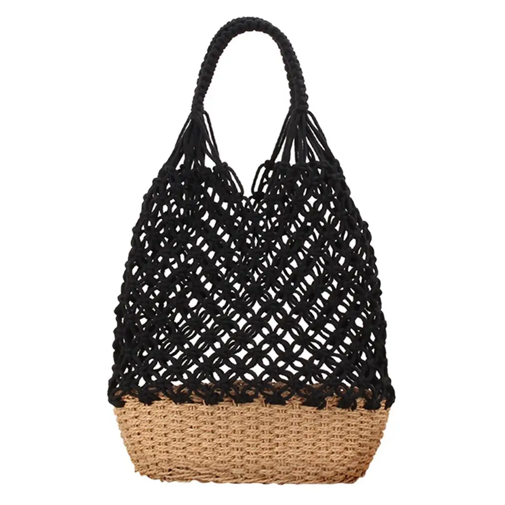 Handmade Straw Woven Handbag for Women Crochet Knit Bucket Shopping Bag Handmade Straw Woven Handbag for Women Crochet Knit Bucket Shopping Bag