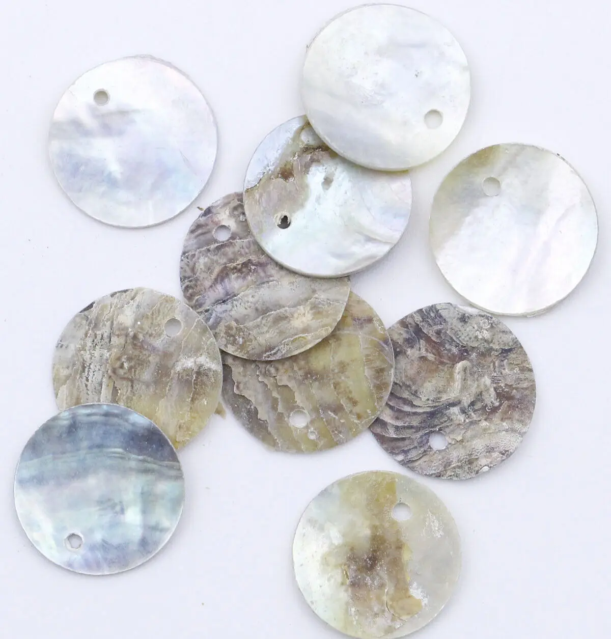 50 PCS 10mm 11.5mm 12.5mm 홍합 껍질 약간 곡선 두께: 0.7mm-1mm 라운드 코인 루즈 비즈 드롭 참  디스크-Freehip.co.kr
