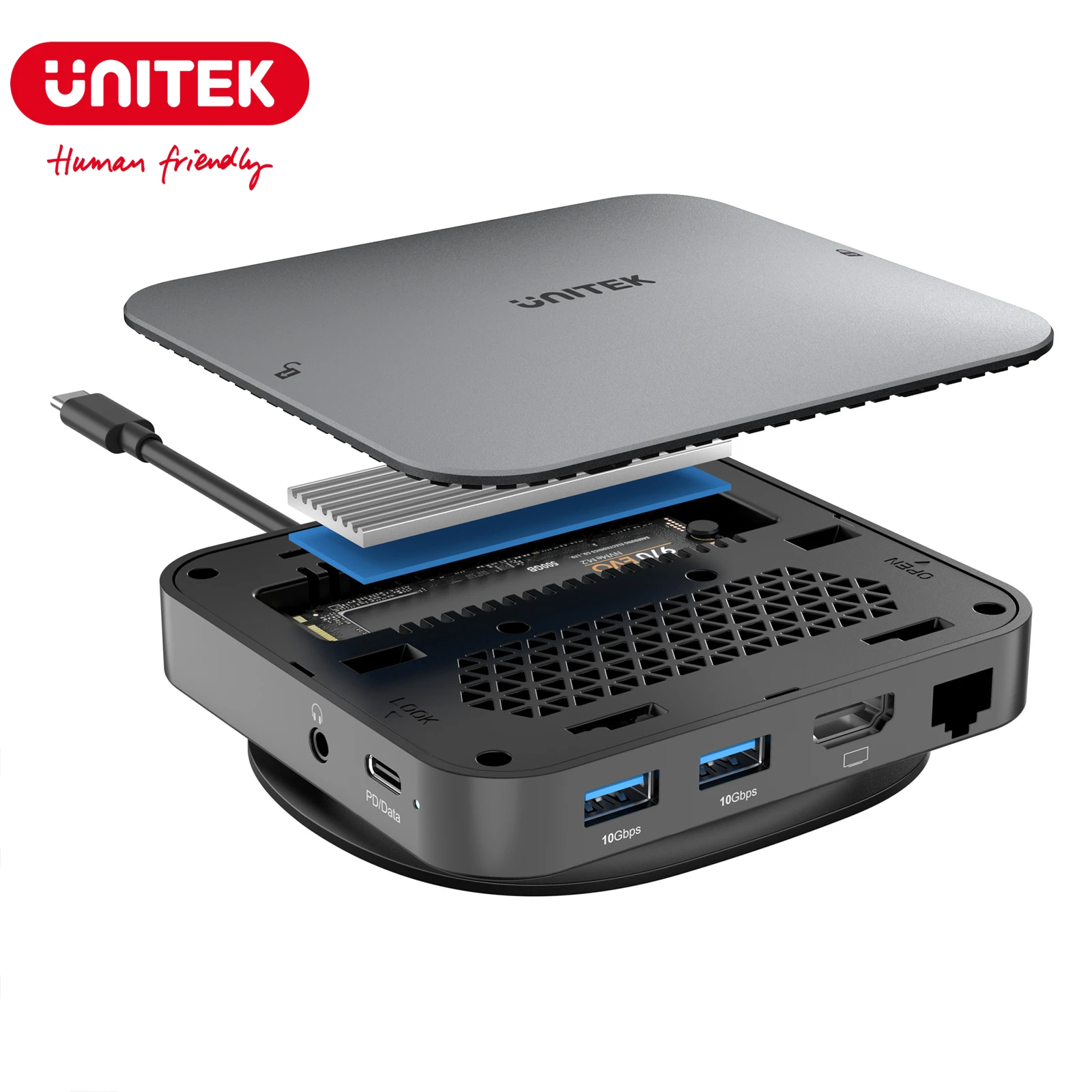 

Unitek M2 SSD Case Dual Protocol NVMe SATA Type-C to PD 100W USB 3.2 RJ45 HDMI 4K SD Micro SD Card Reader For iPhone MacBook Pro