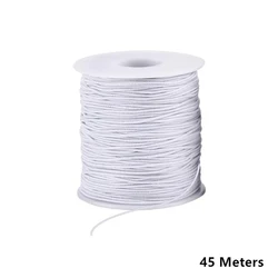 Vibrant Rainbow Elastic String for Jewelry and Crafting - 1mm Sturdy Stretch Cord (White 45 Meters)