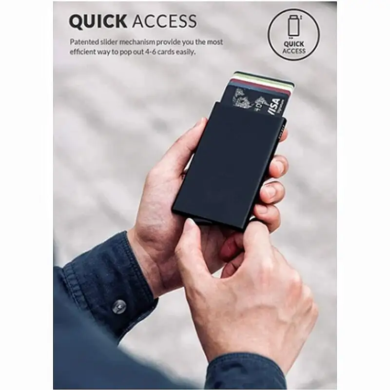 Pop-out RFID Card Holder Slim Aluminum Wallet Elasticity Back Pouch ID Credit Card Holder Blocking Protect Travel ID Cardholder id card holder,aluminum wallet