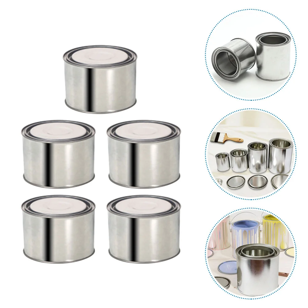 5 Pcs Sealed Jar Metal Paint Can Leftover Storage Containers Tinplate Power Steering Reservoir