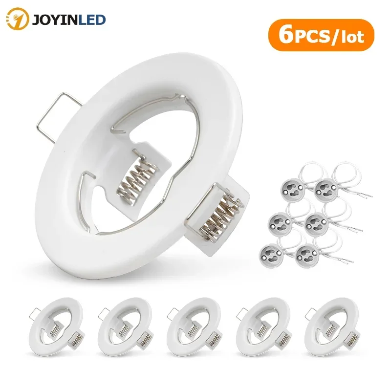 6pcs Down Light Cutout 60mm Frame Recessed LED Ceiling Fixtures Downlight GU10 MR16 Ceiling Spot Lights Fitting Fixture