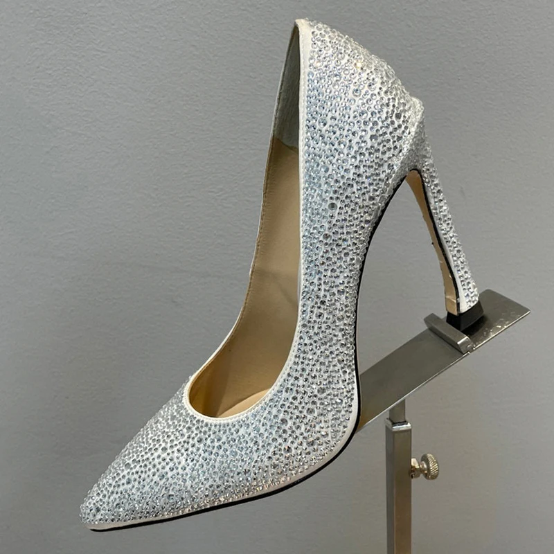 

Ladies Pumps Summer 2023 New Crystal Decor Shallow Design Exquisite High Heels Handmade Manufacture Female Single Shoes