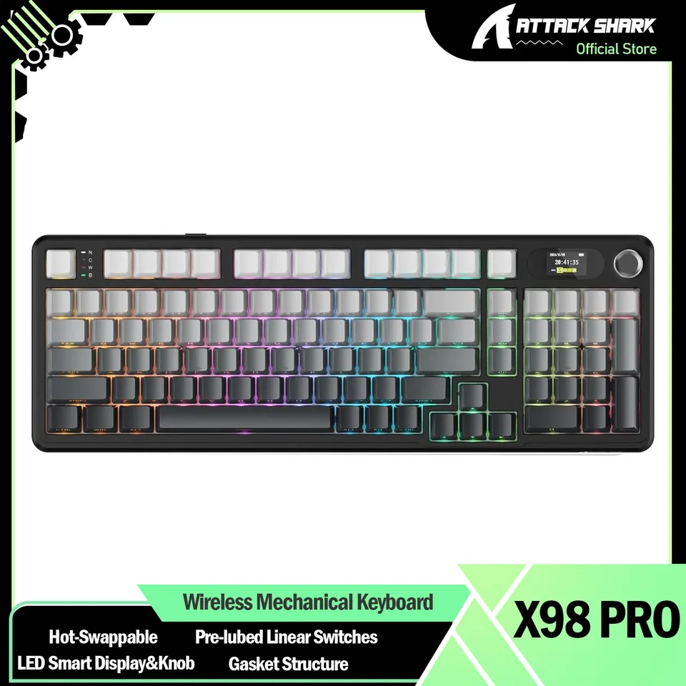 ATTACK SHARK X98 RGB Wireless Mechanical Keyboard,LED Smart