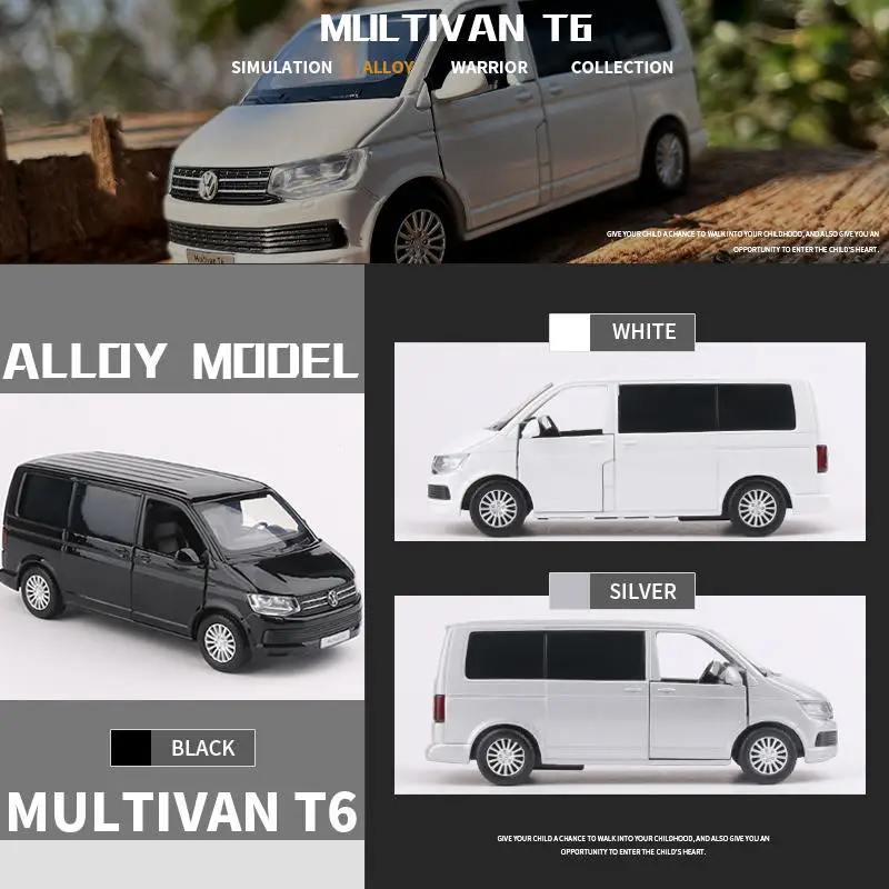1/36 VW Multivan T6 MPV Alloy Car Model Diecast Metal Vehicles Car Model Simulation Miniature Scale Collection Children Toy Gift 6