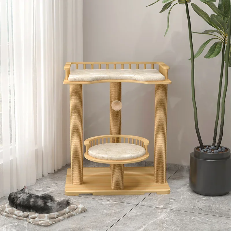

Solid Wood Cat Bed Cat Tree Small Non Occupying Sisal Wear-resistant Grab Column, Rest Entertainment Cat Furniture Supplies