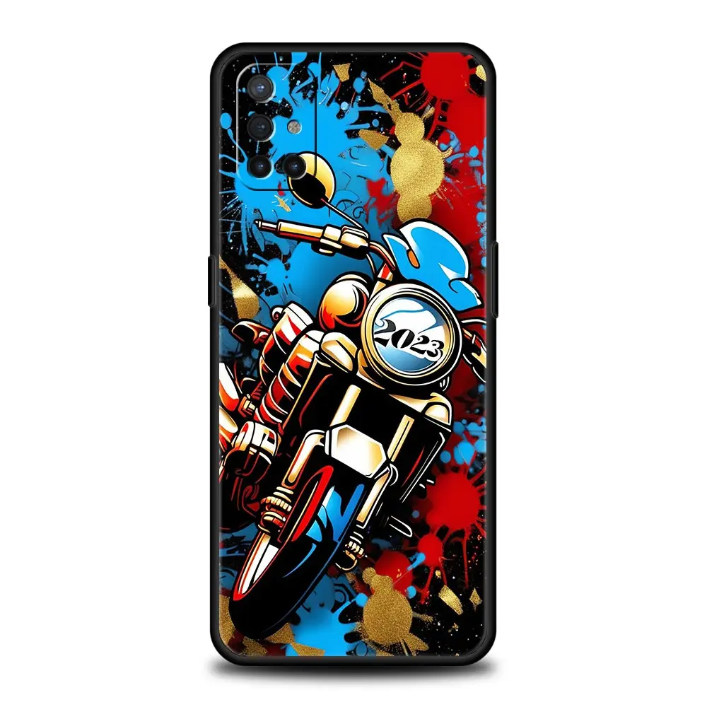 Vintage Motorcycle Painted Soft TPU Phone Case - Colorful Design