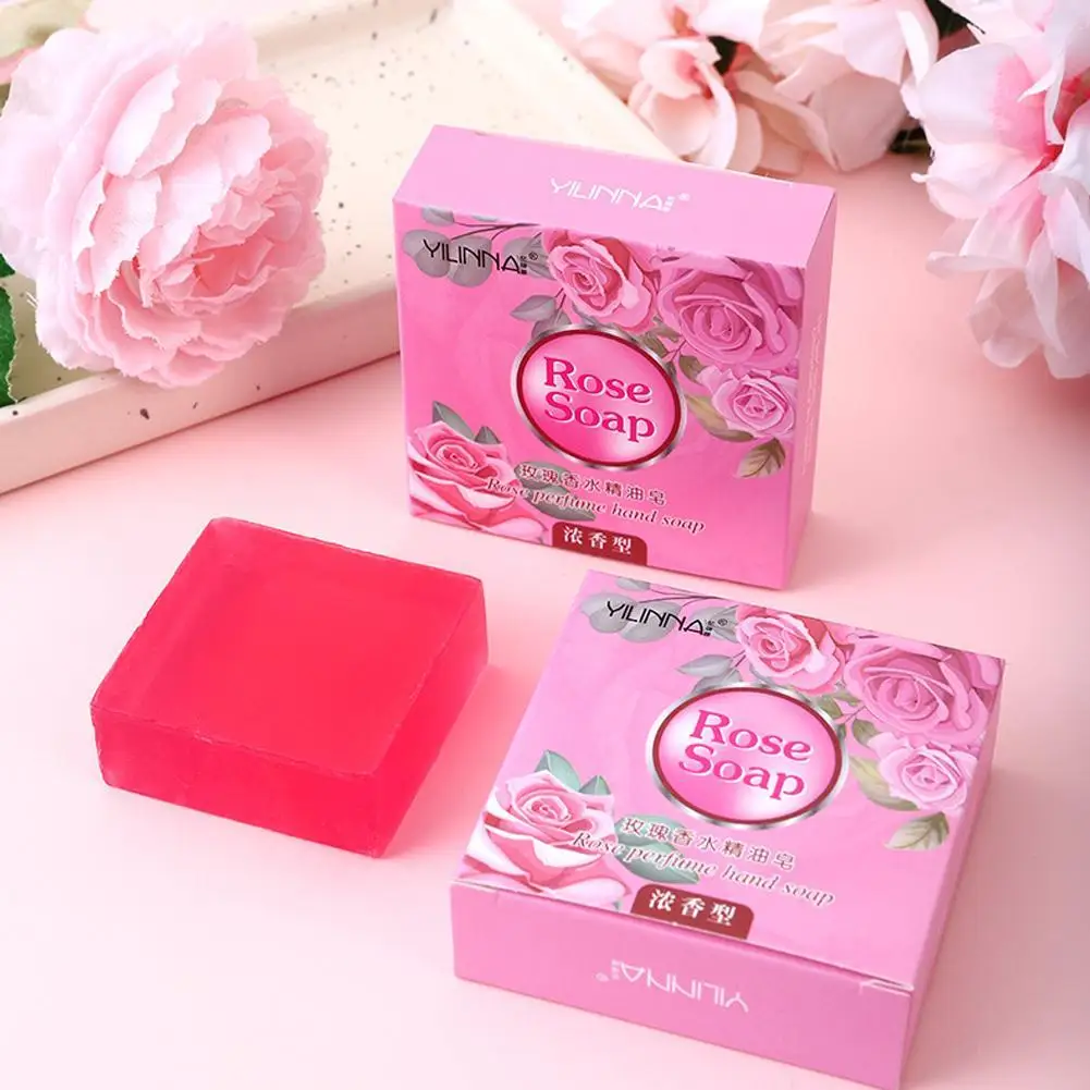 

1pc Rose Essential Oil Soap Handmade Treatment Acnes Face Moisturizing Gently Anti Rebelles Smooth Butter Bath Skin Care Tool