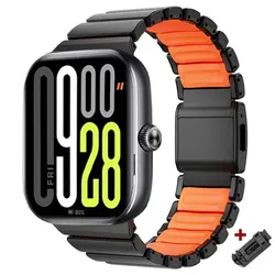 Premium Alloy Metal Bracelet Replacement Wristband - Redmi Watch 6 5 4 (Black Orange)