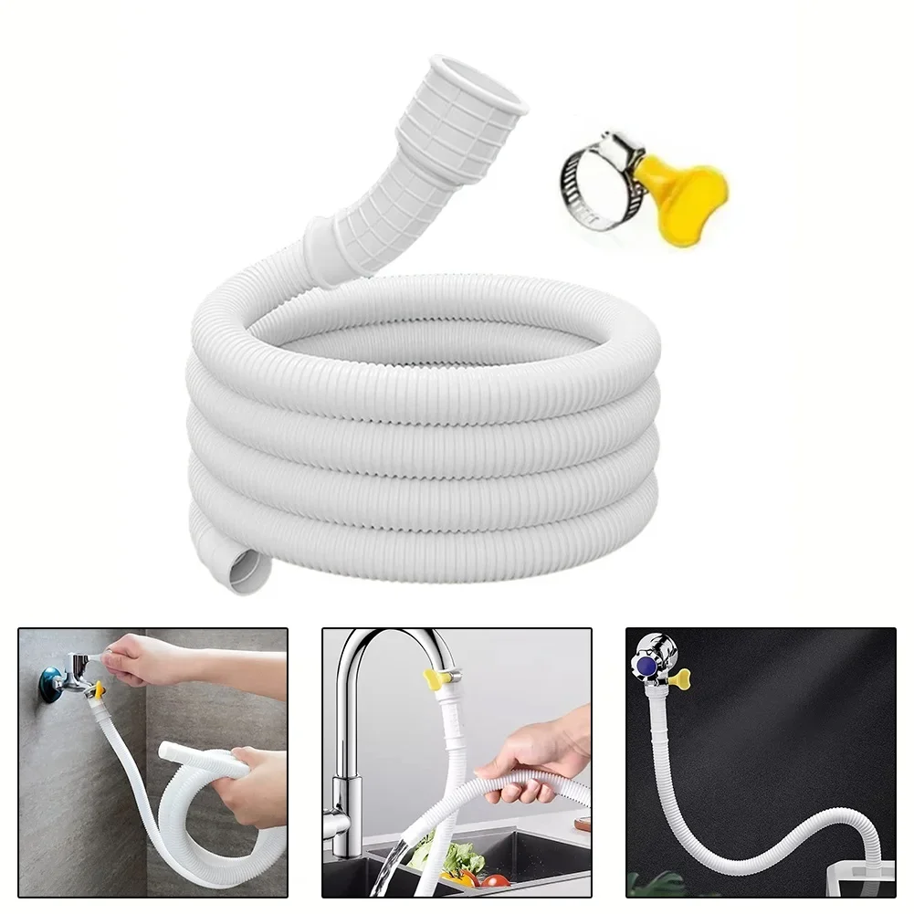 Rallonge Tuyau Vidange Blanc Robuste 100cm - Adaptable Robinet Climatiseur Lave-linge | PVC Souple Étanche Diamètre 15-25mm