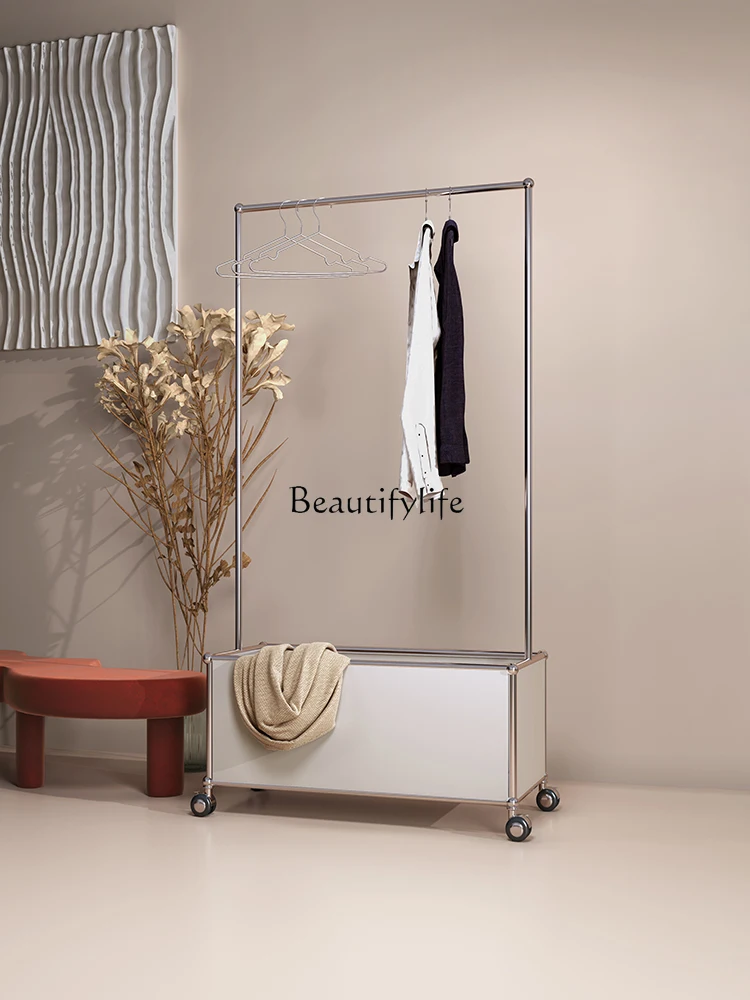 

Zhonggu Hanger Clothes Floor Movable Coat Rack Simple Stainless Steel Module Cabinet Storage Box
