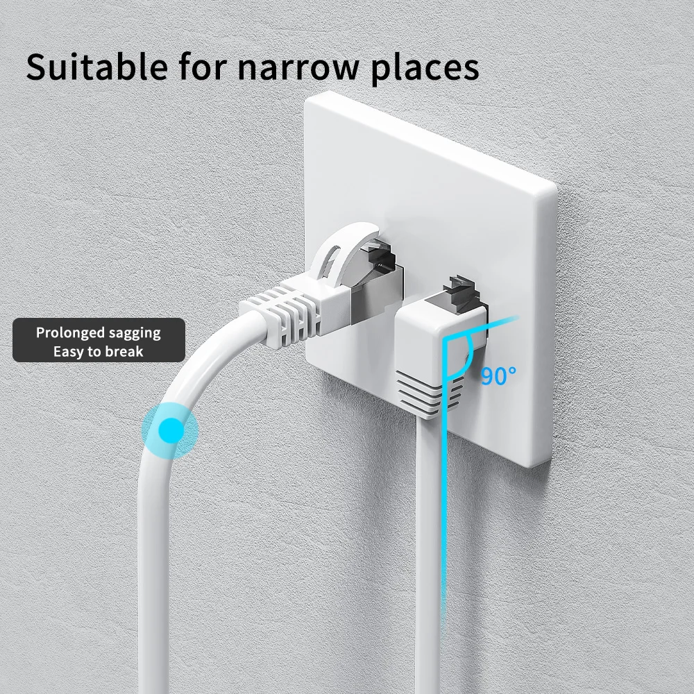 Cabo Ethernet Patch Cord Ângulo Direito Utp Lan 90 Graus para Laptop Roteador tv Box 33 Pés Cat6 - Imagem 5