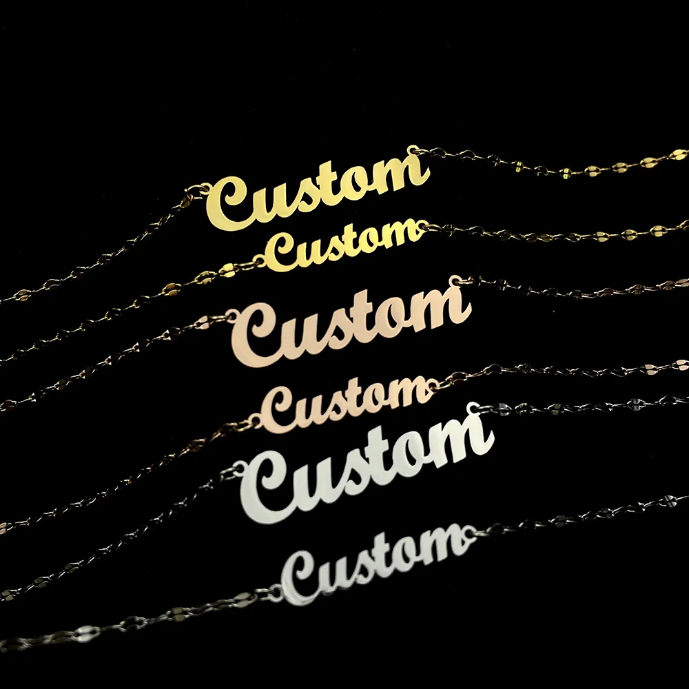 Custom Name Women Stainless Steel Necklaces Bracelets Set Jewelry Personalized Letters Pendant Conjunto Acero Inoxidable Joyeria