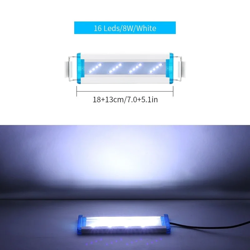 Super Slim LED Aquarium Lighting rgb Aquatic Plant Light 18-58CM Extensible Waterproof Clip for Fish Tank 90-260V Color Lights 