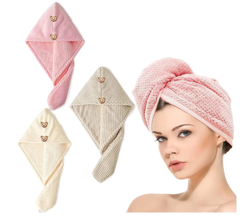 Microfiber Hair Towel, Hair Towel Wrap, 3 pcs Salon Towels for Wet Hair