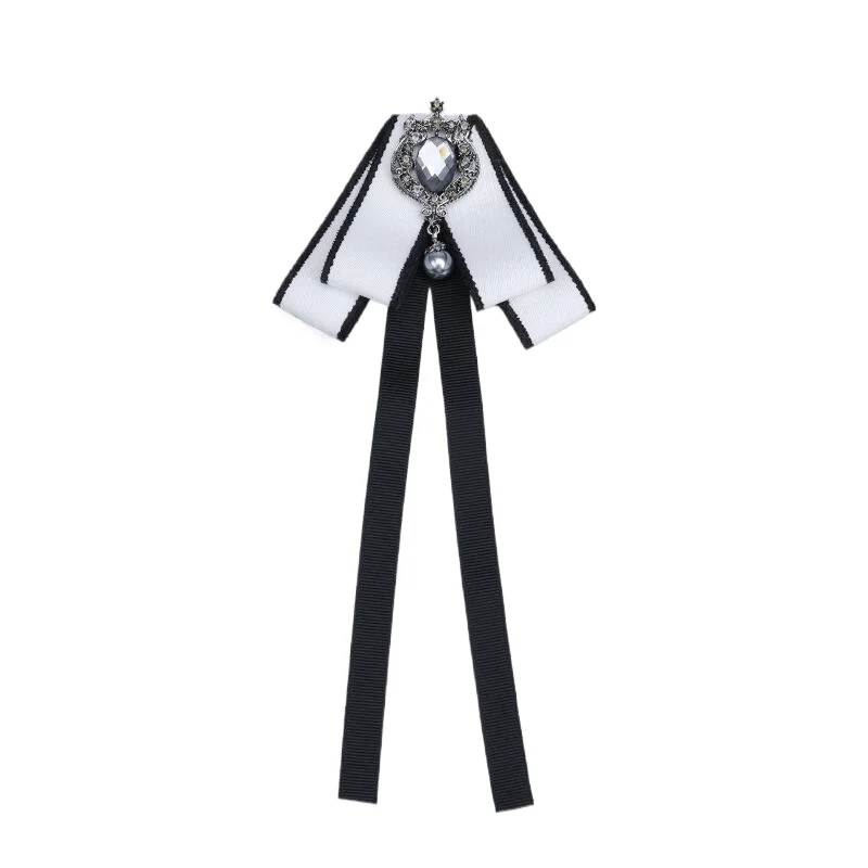Handgemachte Neue Retro Band Frauen Lange Bowtie Diamant Mädchen Bowknot Fliege Krawatte Kristall Brosche Pin Mode Schmuck Zubehör – Detail 9