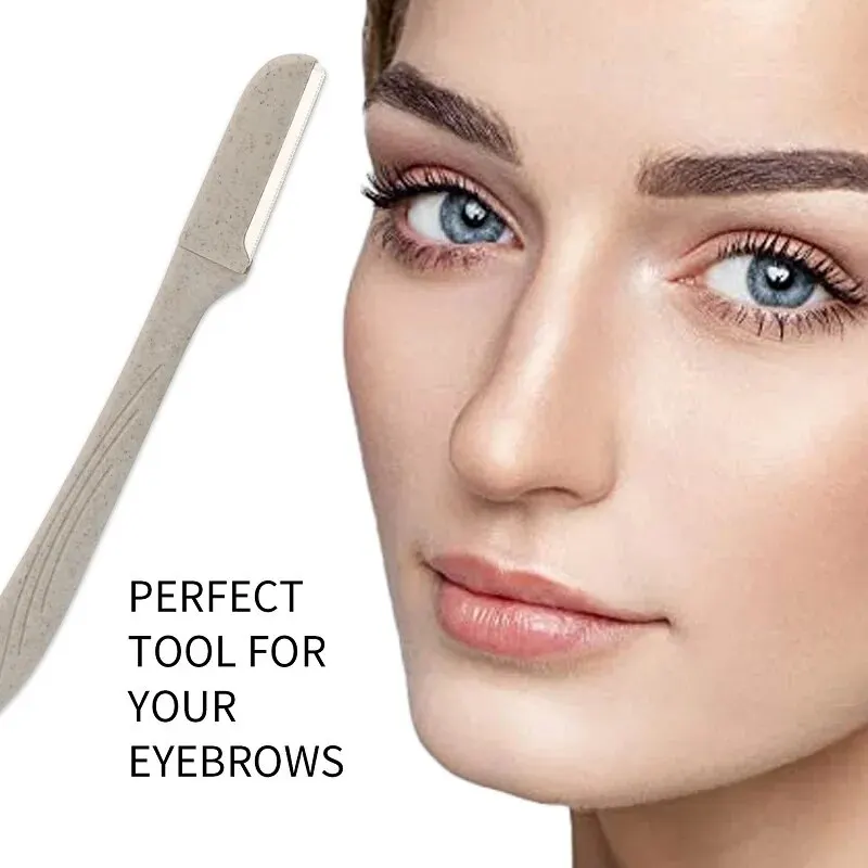 Razor Blade 6pcs Wheat Straw Environmentally Biodegradable Eyebrow Razor Stainless Steel Macro Eyebrow Trimmer
