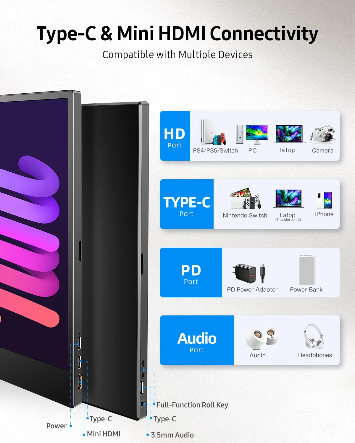 UPERFECT ޴ PC ̹ , 15.6 ġ ġũ, 1080P IPS ÷, Ʈ ޴ PS4, PS5 ġ Xbox