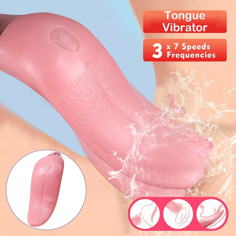 Tongue Licking Clitoral Vibrators Dildo Sex Toys with 10 Vibration Mode G Spot Clit Stimulator Pleasure Tool for Female Couples